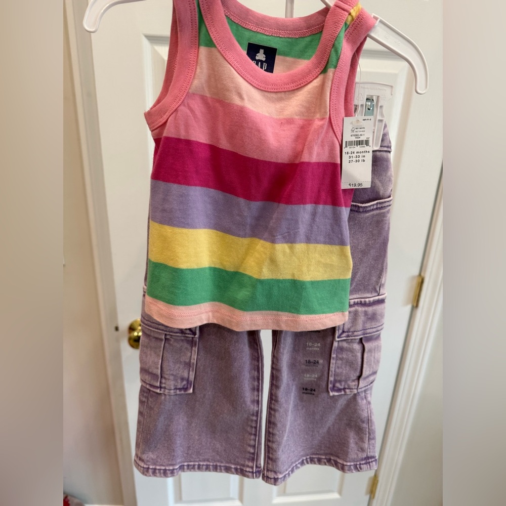 Purple Cargo Kids Pants and Tank Top set